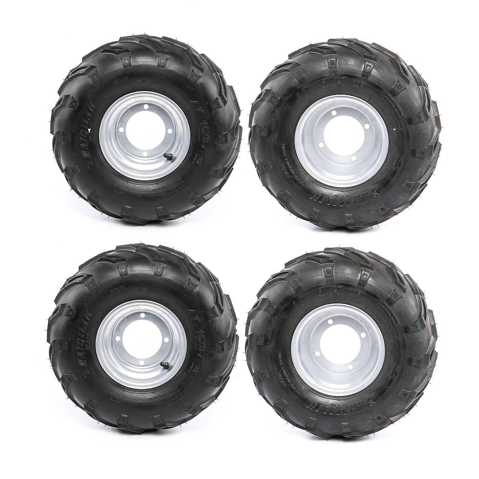 4-piece all-terrain vehicle tire set, 16x8-7 tires, rims, 4 studs, 110mm, 7-inch wheels, Taodao go-kart four-wheel set, 125cc.