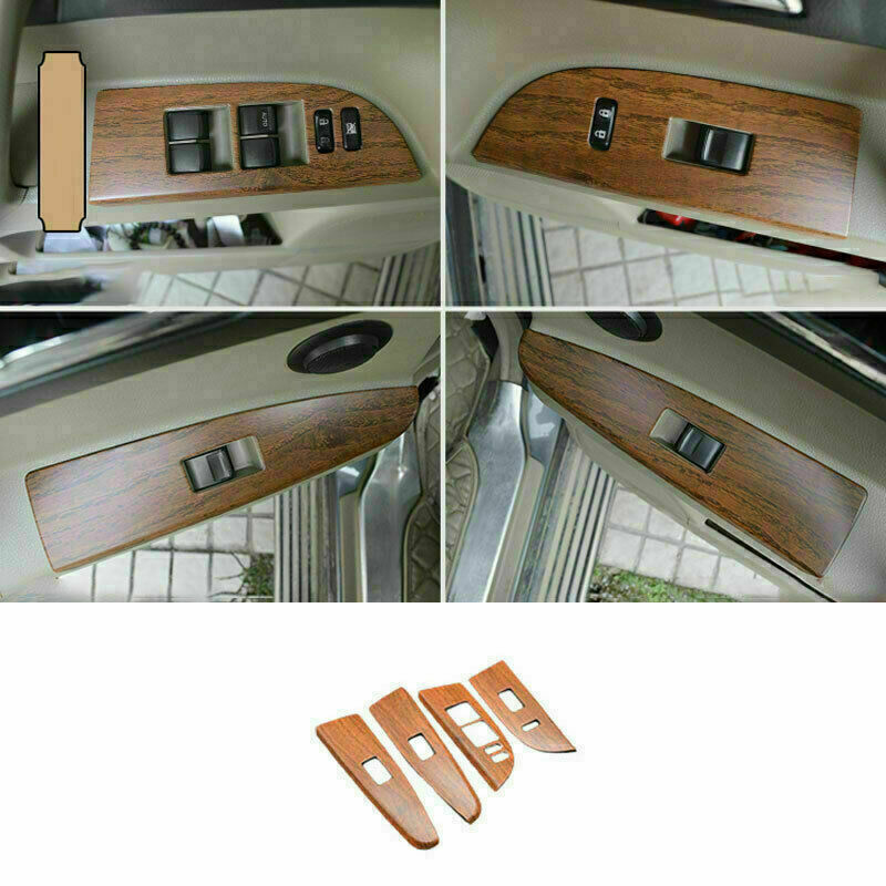 Wood Grain Glass Window Lift Switch Panel Trim for Toyota Highlander 2008-2013
