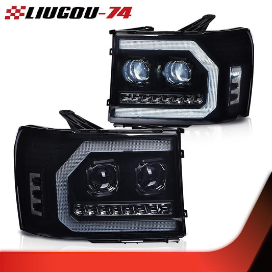 Suitable for 07-13 for GMC for Sierra 1500 2500HD 3500HD LED DRL projector headlamp smoke effect