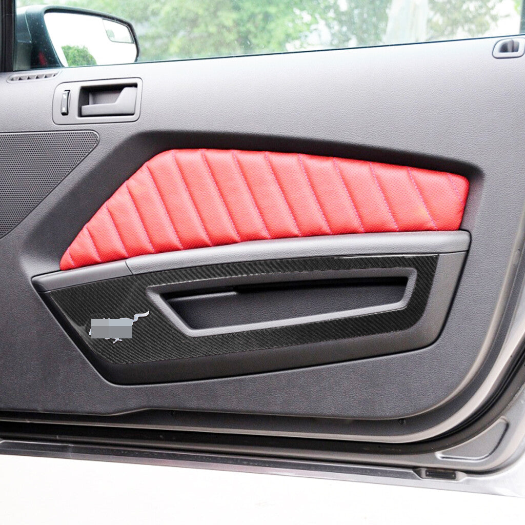 Carbon Fiber Interior Front Door Panel Decorative Cover for Ford for Mustang 2009-13