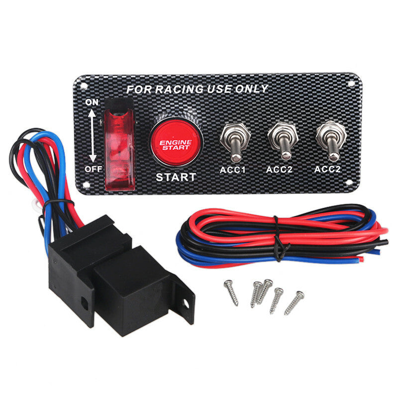 Multifunction Carbon Fiber Engine Start Push Button Toggle Panel Ignition Button