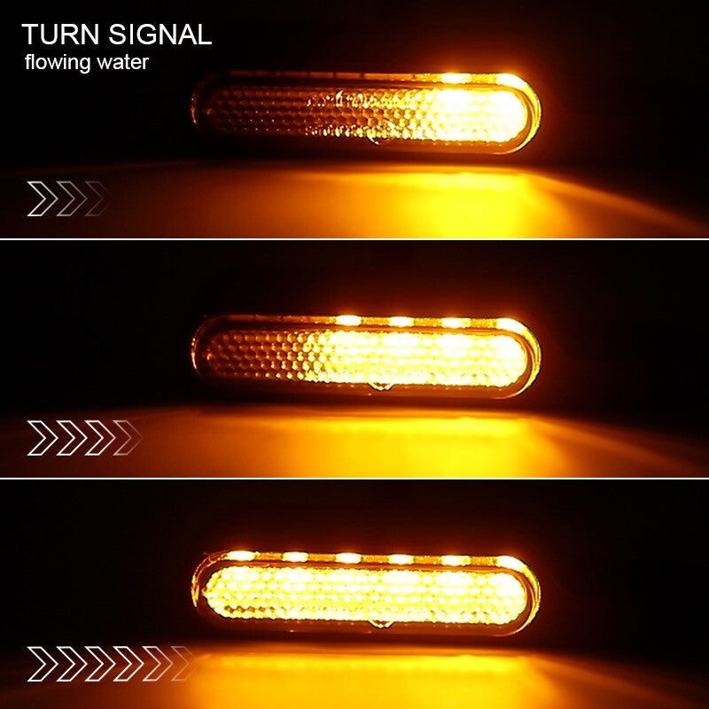4X Sequential Flowing Motorcycle LED Turn Signal Light Blinker Amber+White 8mm
