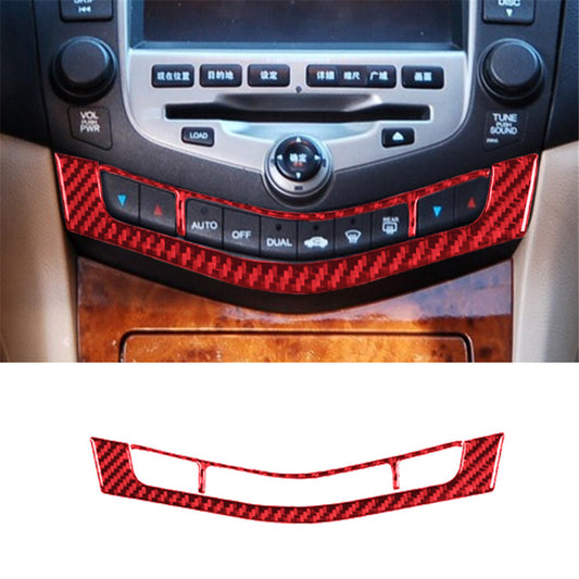 Red Carbon Fiber Center Control Button Trim Cover for Honda Accord Sedan 2003-07