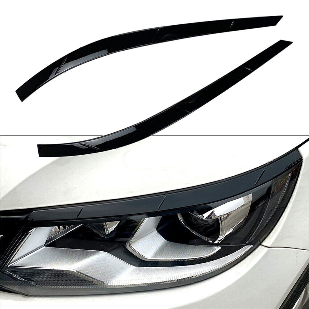 Front Fog Light Lamp Eyebrow Cover Trim Fit for VW for Tiguan MK1 2011-2016 Gloss Black