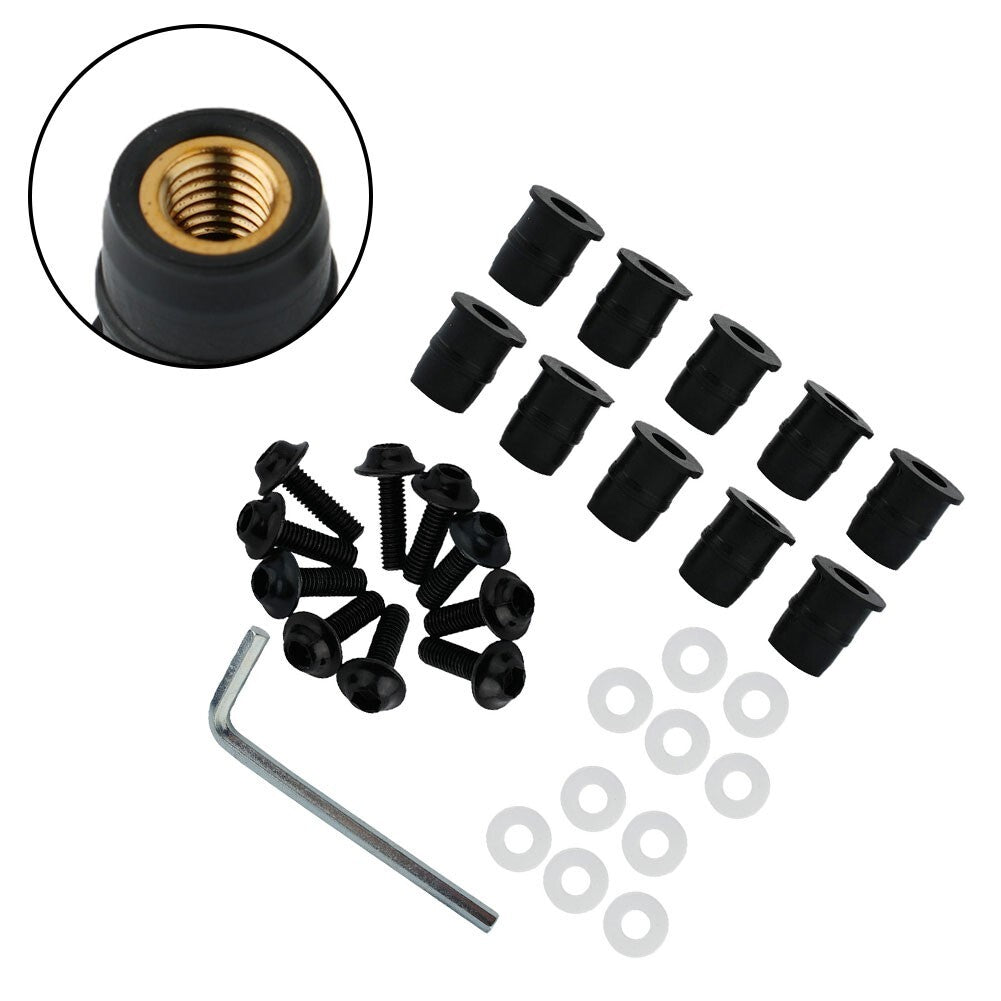 Screw Kit CNC Bolt Strength Windshield Accessory Aluminum+plastic Black