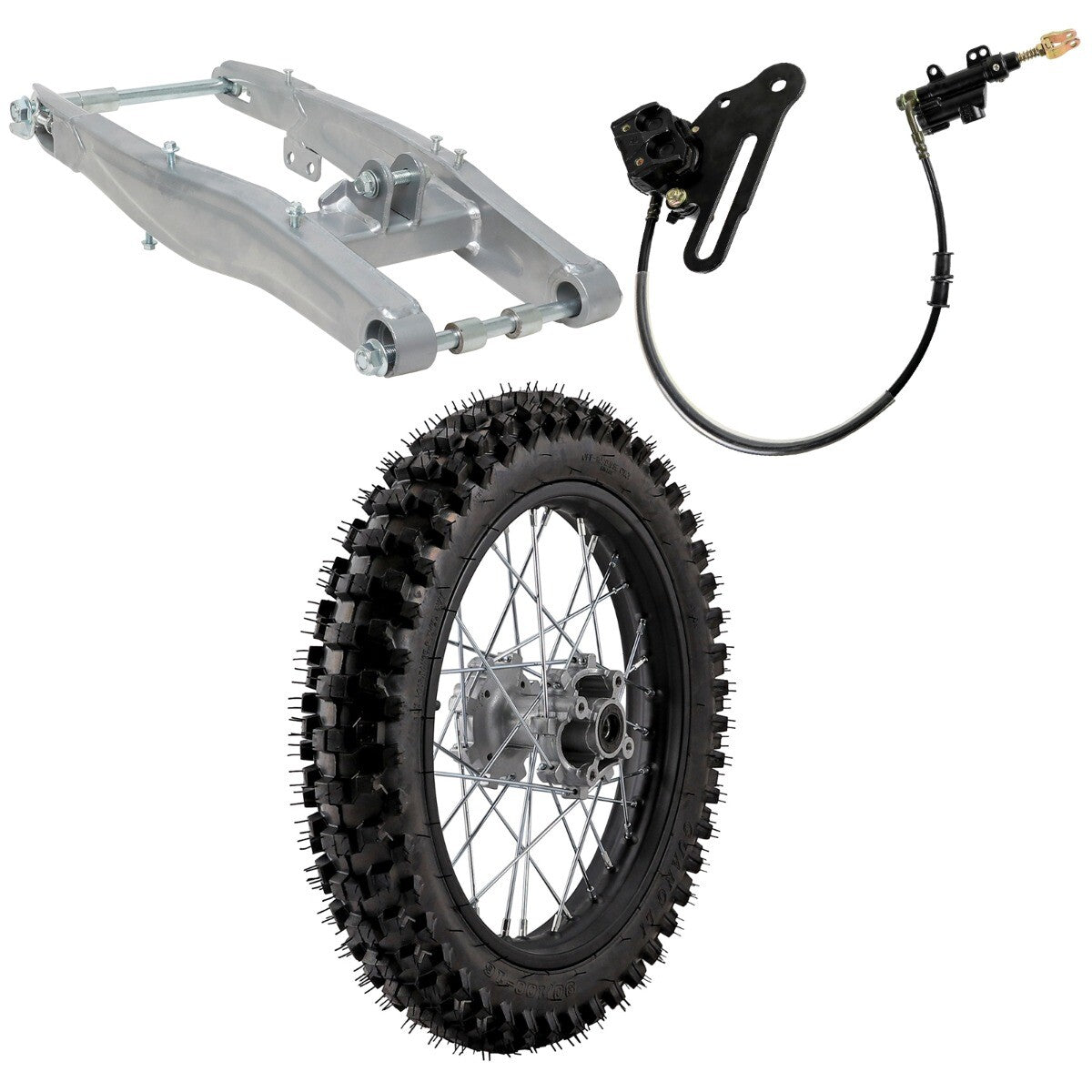 16-inch rear wheel swingarm kit, 90/100-16 tires, rims, dirt-stained bicycle, Taodao 125cc, 140, 200