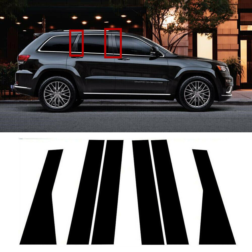 For Grand Cherokee 2011-2021 Glossy Black Window Door B,C Pillar Post Trim Decal