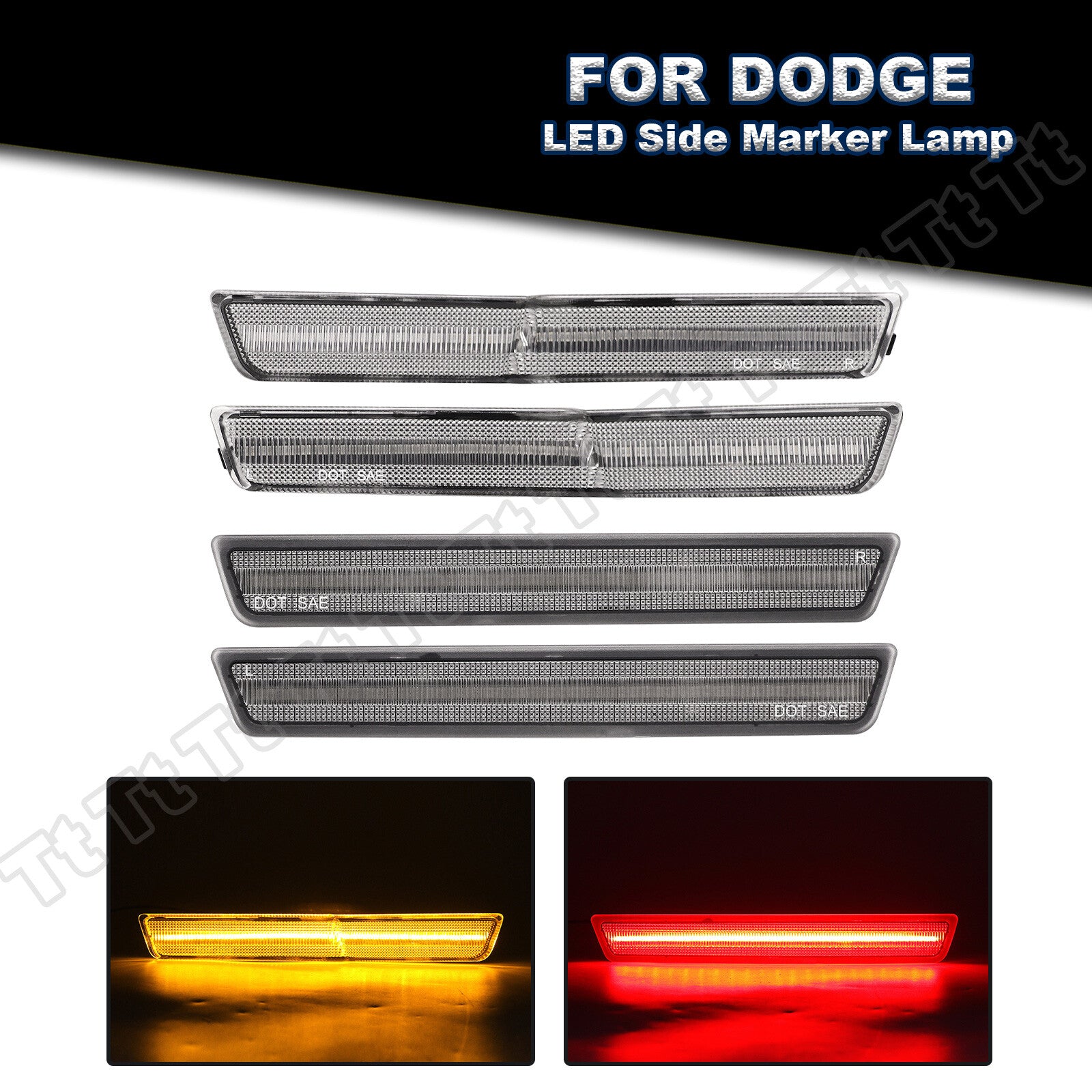 4x LED side marker lights for 18-22 for Dodge for Challenger Widebody SRT R/T