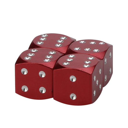 4-Piece Car Wheel Tire Valve Stem Air Cap Dust Cover Truck Bicycle Red Dice
