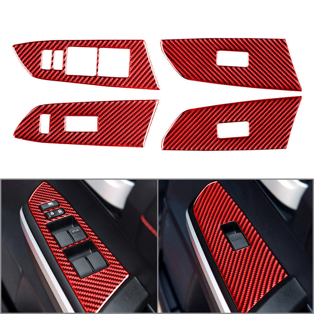 for Toyota Tundra RHD Carbon Fiber Interior Door Window Lift Switch Cover Trim