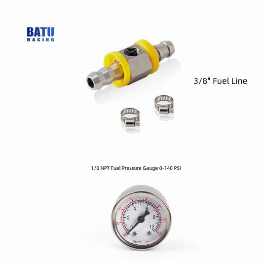 3/8 Gauge Sensor T-Fitting Adapter + 1/8 NPT Fuel Pressure Gauge 0-140 PSI