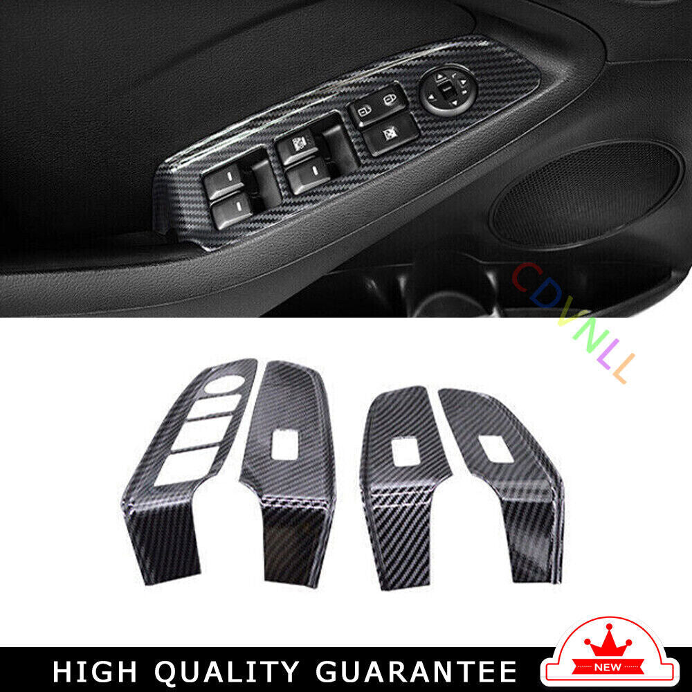 Glass Window Lifting Lock Panel Trim 4 for Kia K3 2014-2018 Black Carbon Fiber