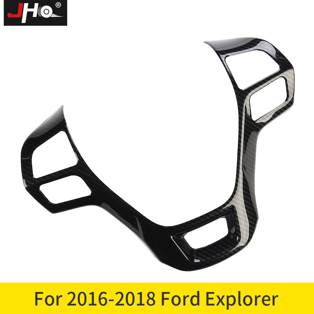 Carbon Fiber Black Car Steering Wheel Cover Trim Frame for Ford Explorer 2016-19