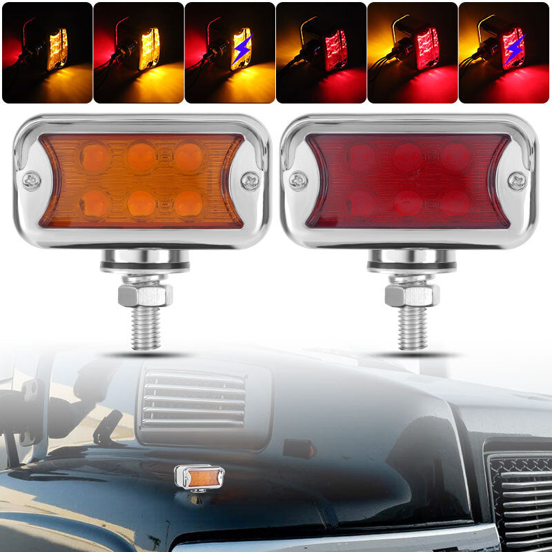 2X LED Double Face Fender Side Marker Light Turn Signal Lamp Red/Amber Truck US