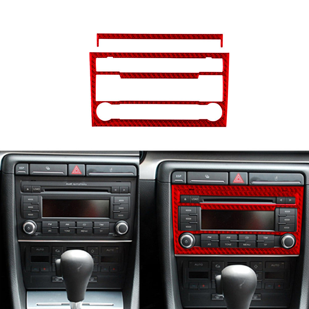 2x red carbon chamfer r A/C frame trim for Audi A4 S4 2005-2008