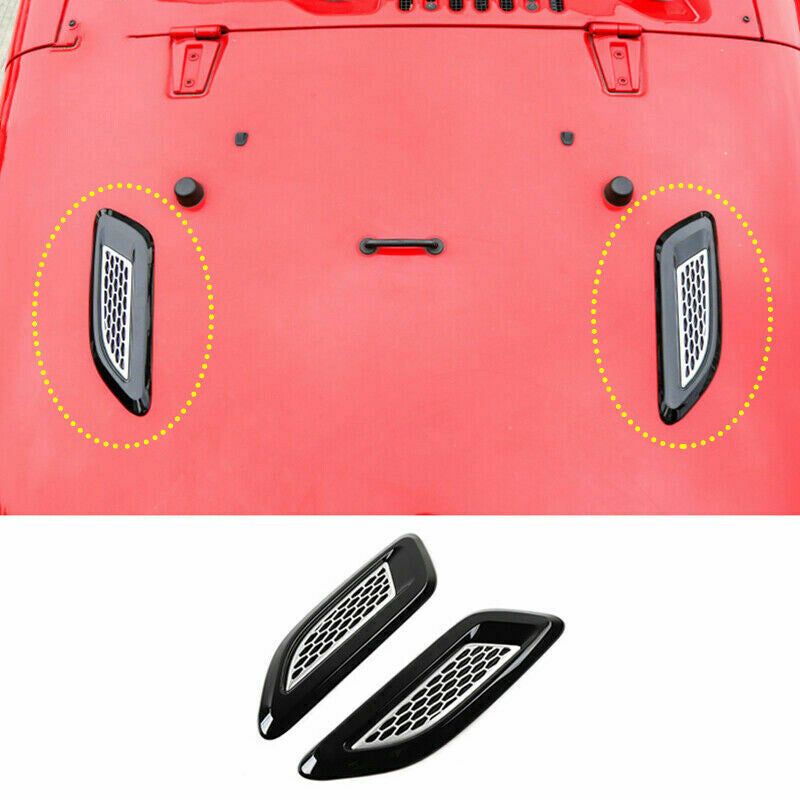 2P Glossy Black Engine Hood Moulding Sticker Trim for Jeep for Wrangler JK 2007-2017