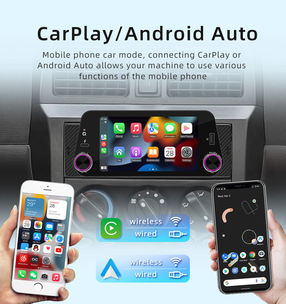 5in 1 Din Car Stereo Radio Bluetooth For Apple Carplay USB FM Video MP5 Player