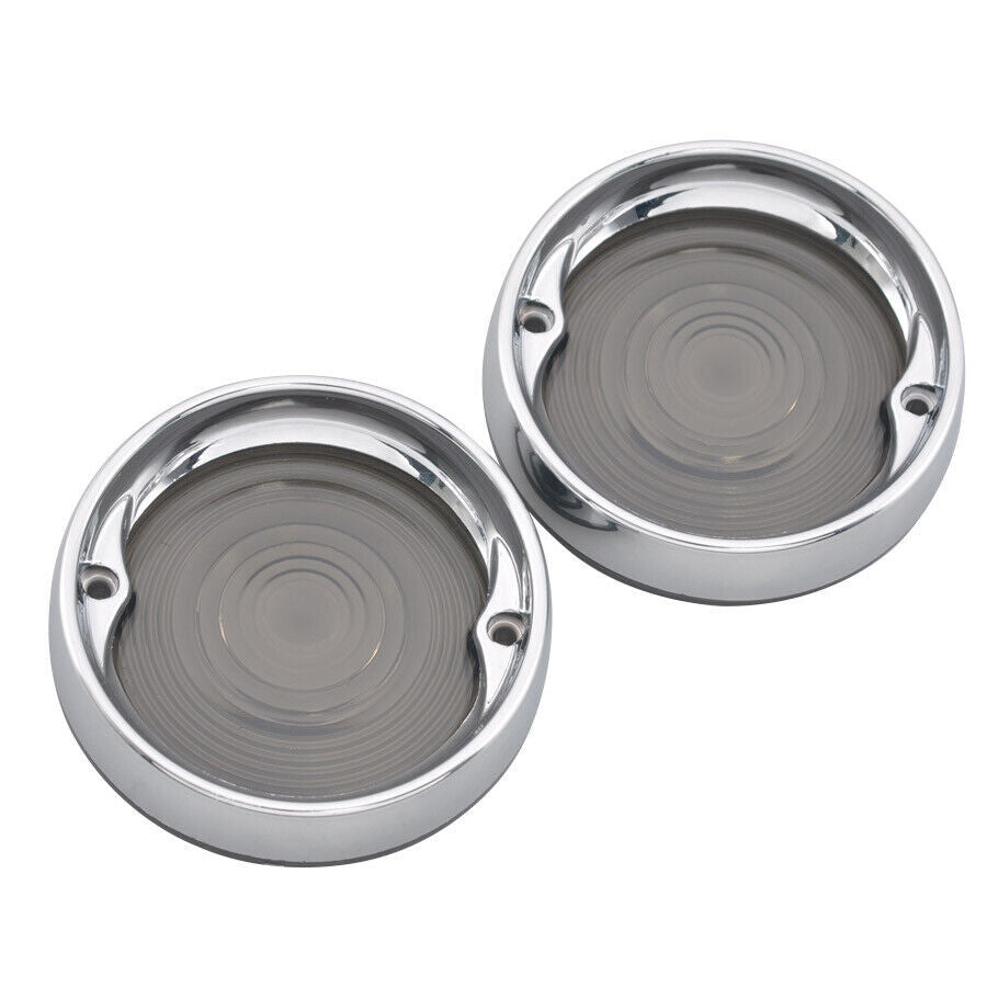 Flat Turn Signal Light Lens Cover 3 1/4Bezels Visor Rings for Harley 1986-later