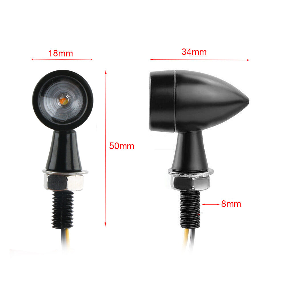 4-Piece Motorcycle LED for Mini Turn Signal Lights Flashing 8mm 12V for Bobber Cafe Racer
