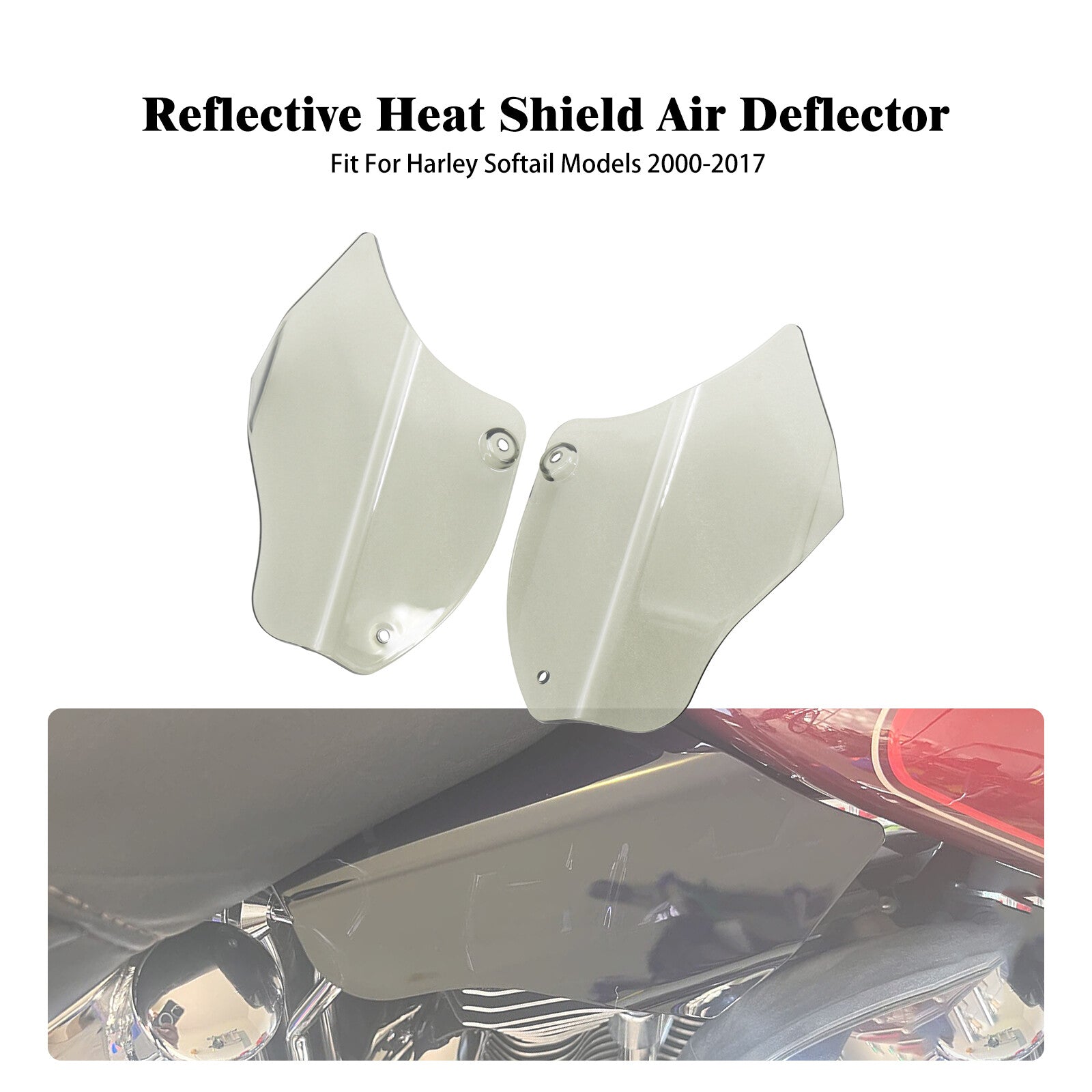 Smoke Saddle Heat Shield Air Deflectors Fit for Harley Softail Fat Boy 2000-2017