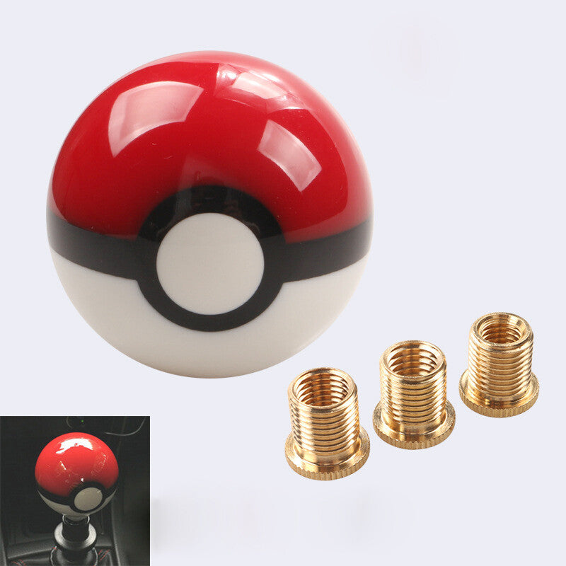 Universal Pokemon Shift Knob Round Poke Ball Gear Shifter Head with 3 Adapters