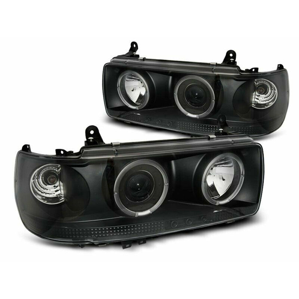 for Land cruiser LC80/FJ80 1990-1997 Smoked Black Angel eyes One-piece Headlight
