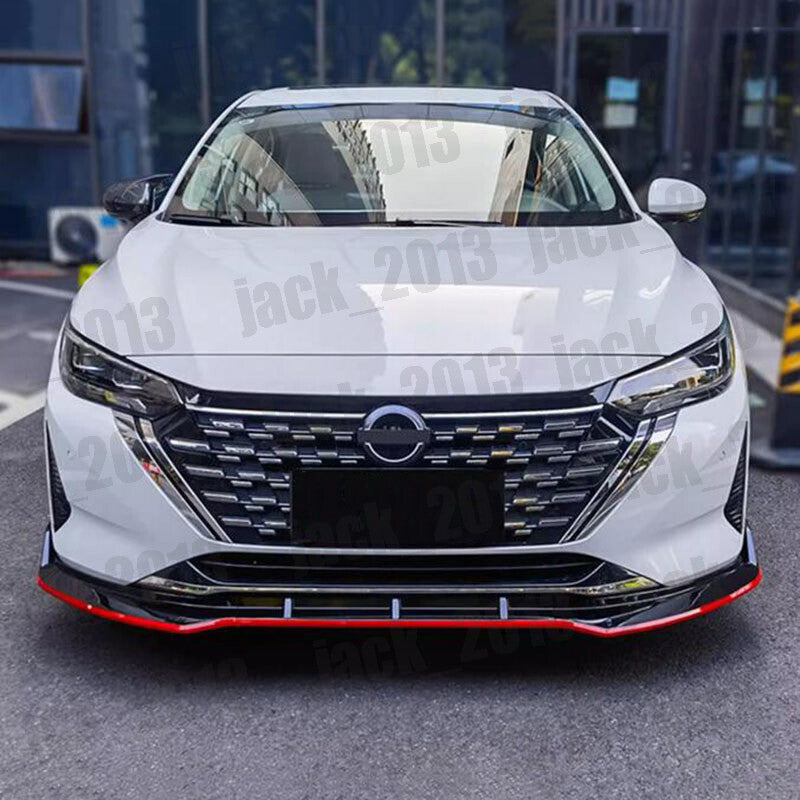 FOR 2020-24 for NISSAN SENTRA SEDAN Black+ RED 3PCS FRONT BUMPER BODY SPOILER LIP