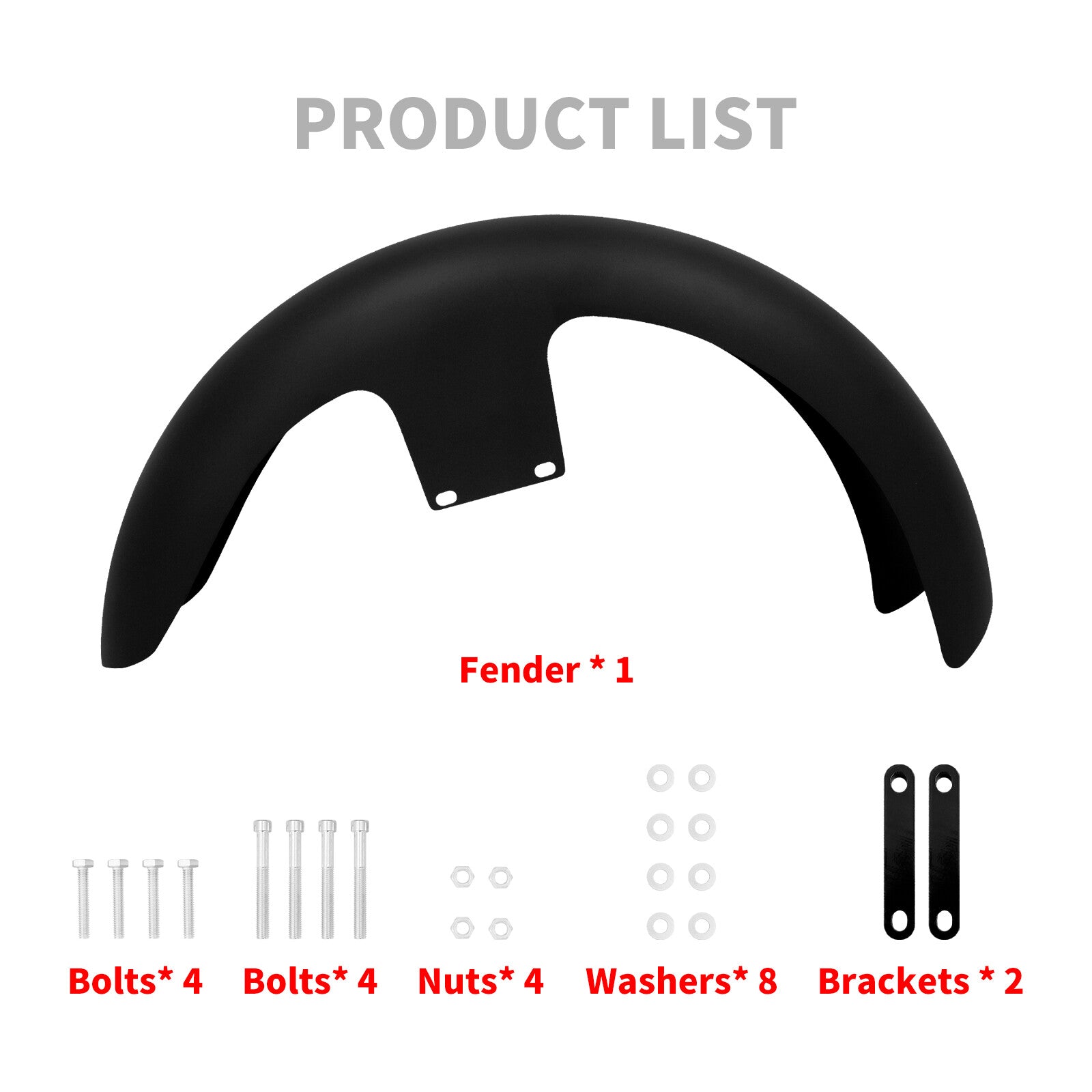 Matte Black 21 Wrap Front Fender for Harley Custom Baggers Electra Road Glide