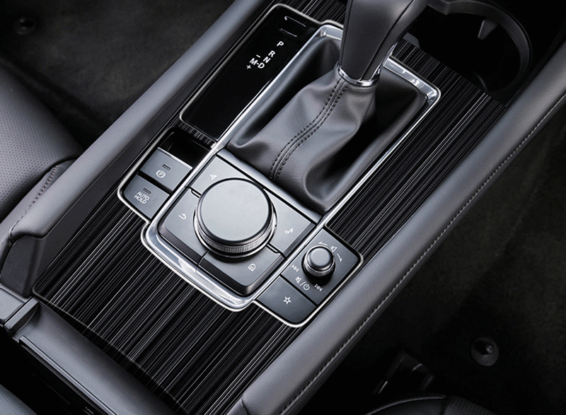 Black Steel Interior Console Gear Shift Box Panel Cover Trim for Mazda 3 2020-21