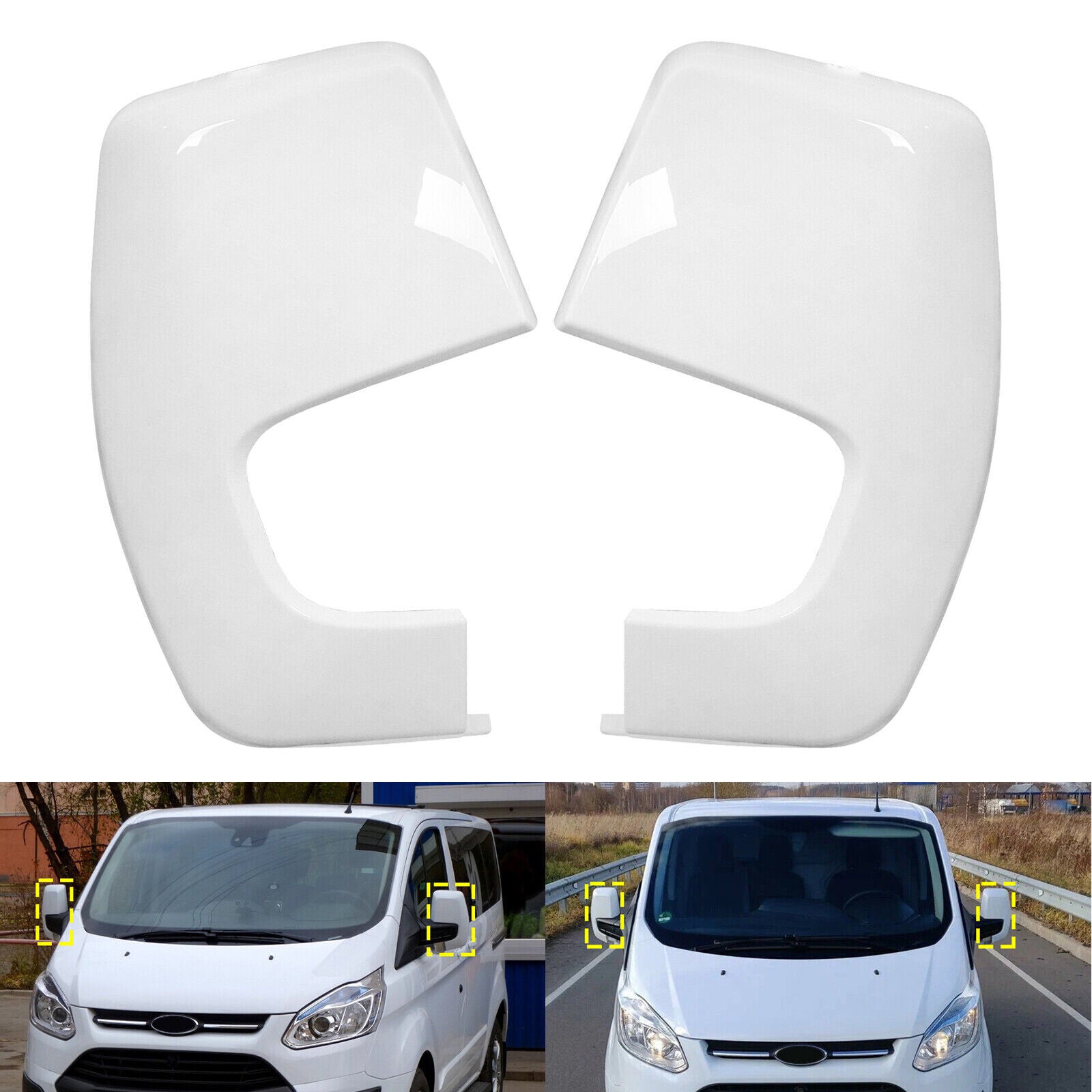 2¡ÁF¨¹r for Ford Transit Custom V362 2014-2023 Spiegelkappen Geh?use Wei? Links+Rechts
