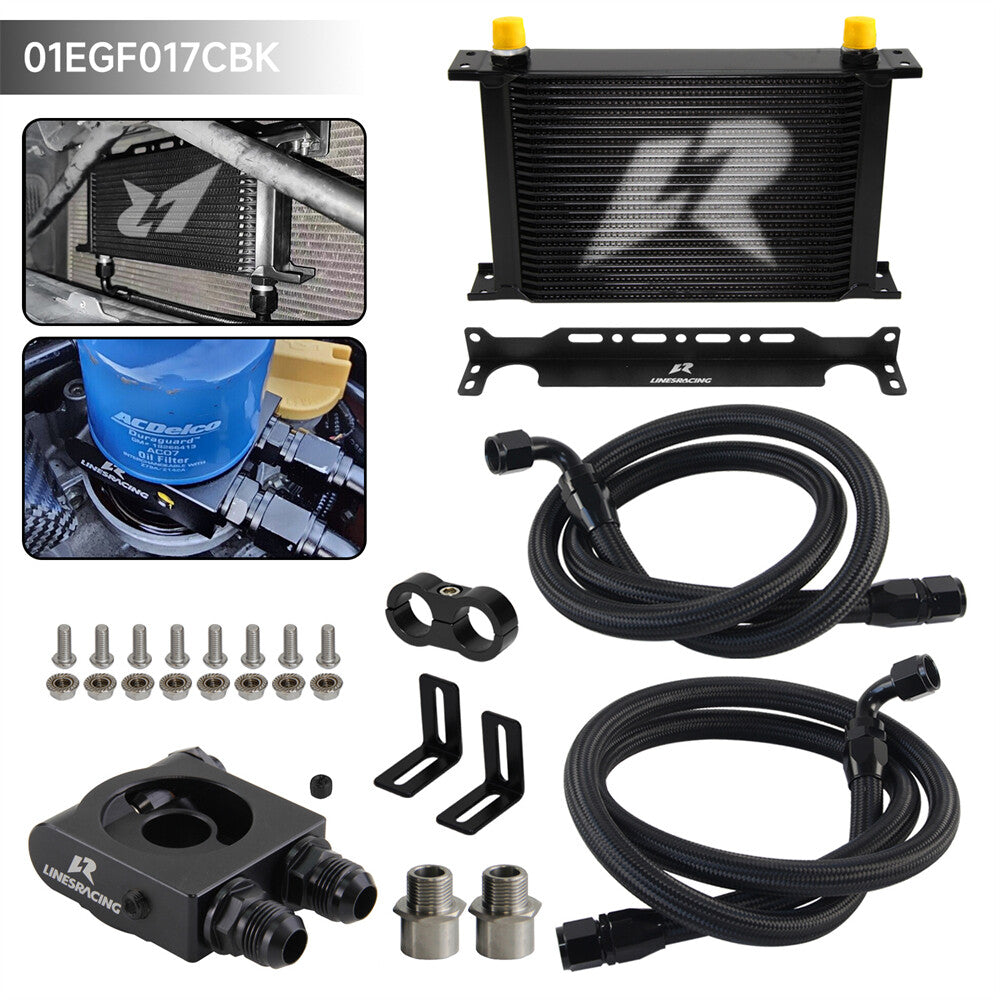 LR AN10 25 Row Oil Cooler Kit+73 Degree Thermostat Sandwich Plate kit Black