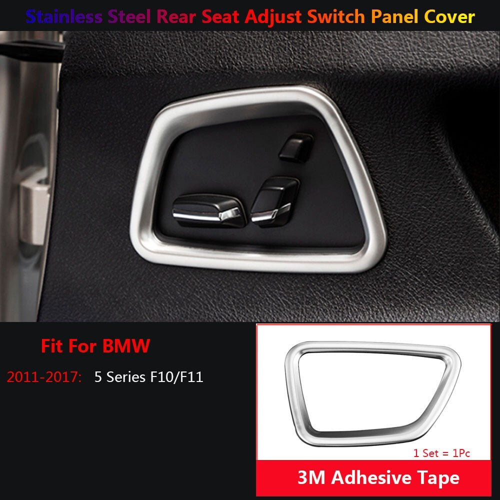 Stainless for BMW 5 Series F10 F11 Car Rear for Seat Adjust Switch Panel Cover Trim