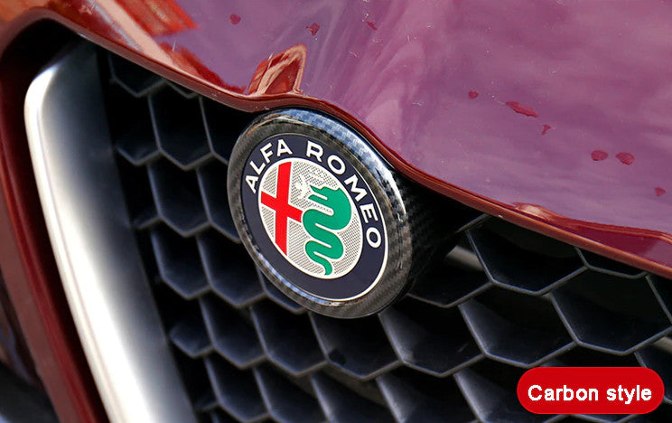 1-pack of carbon fiber for Alfa Romeo for Stelvio front hood cap ring badge logo cover