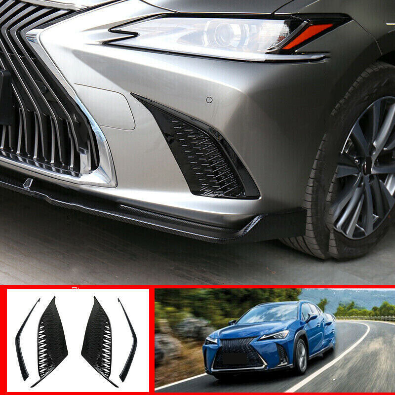 for Lexus ES350/300h 2019-2022 Black Front Bumper Fog Lamp Grille Cover Bezel 4P