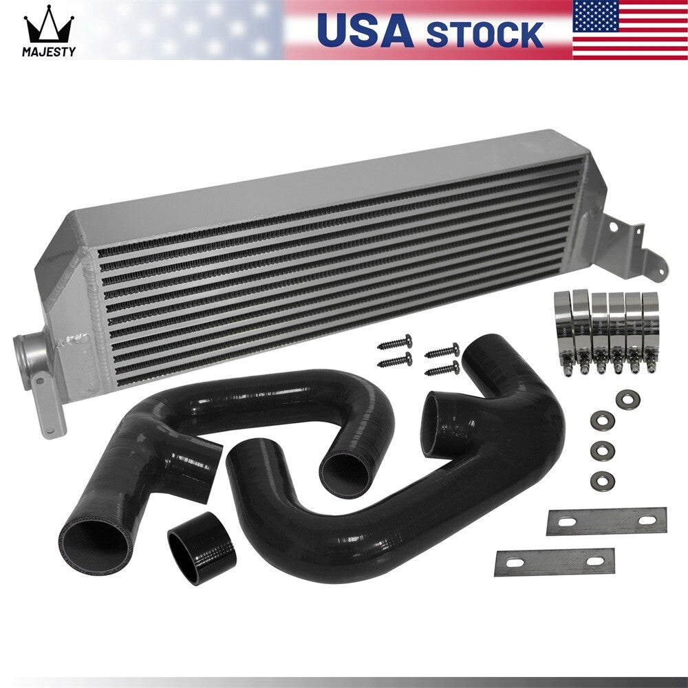 Twin Intercooler +Black Hose Kit for Volkswagen for Golf R GTI MK7 2.0T Silver
