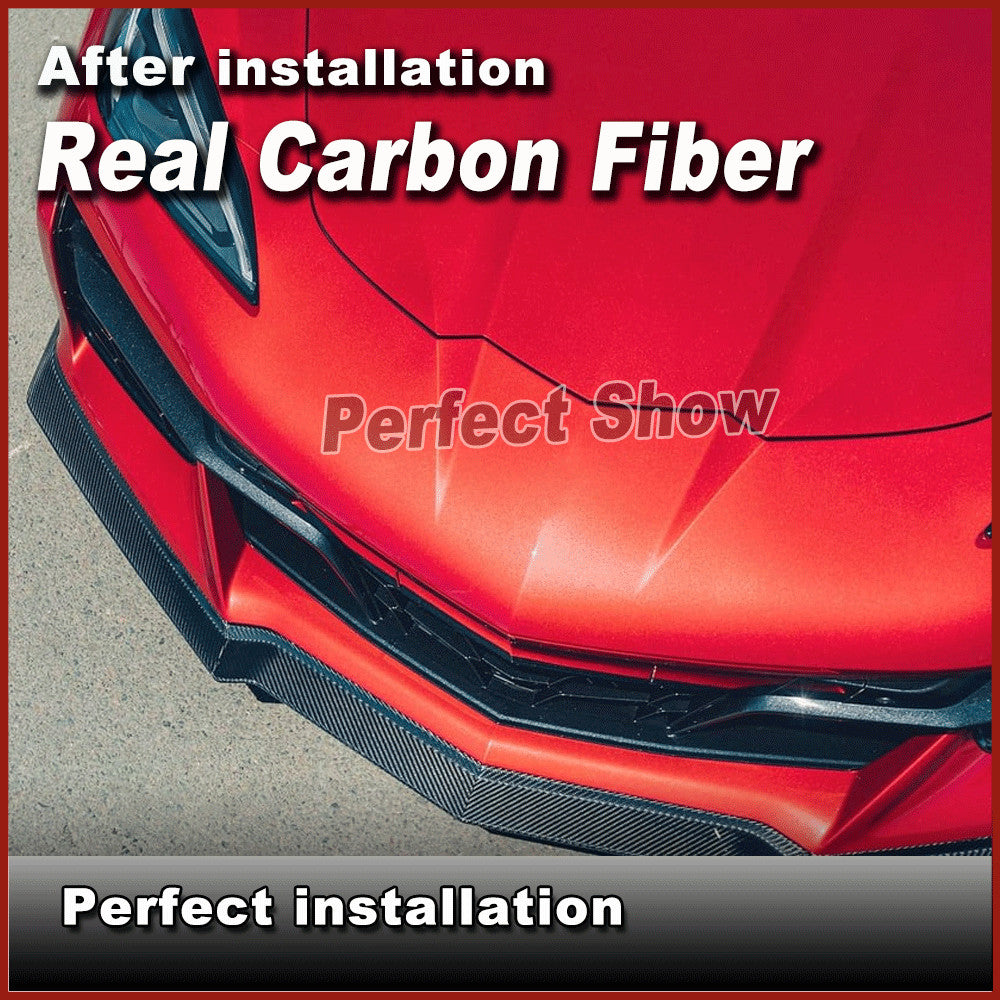 Fit for Chevrolet for Corvette C8 Z06 2022-2024 REAL CARBON Front Bumper Lip Spoiler