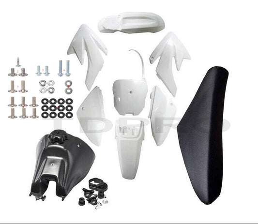 Plastic fender kit, fuel tank, for seat and bolts for Honda CRF70 XR70 Dirt Pit bicycle