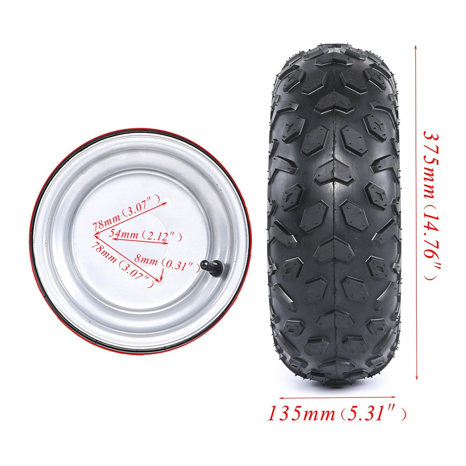 2pc 6 inch 145/70-6 Tyre Rim + Wheel Hub Spindle for Mini Bike Go Kart ATV Buggy