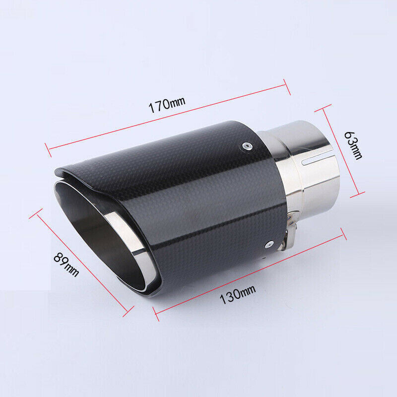 63mm/89mm Real Glossy Carbon Fiber+Steel Car Dual Exhaust Pipe Tail Muffler Tip