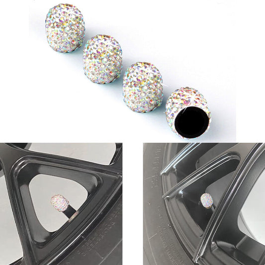 4Pcs Fashion Diamond Bling Car Tyre Tire Wheel Rims Air Valve Stem Cap Colorful