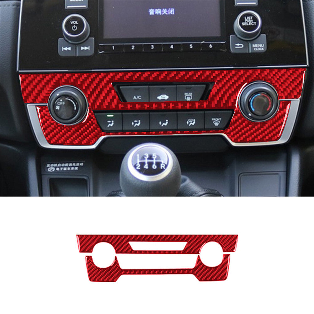 Red Carbon Fiber Central Control Air Conditioning Knob for Honda CR-V 2017-2021