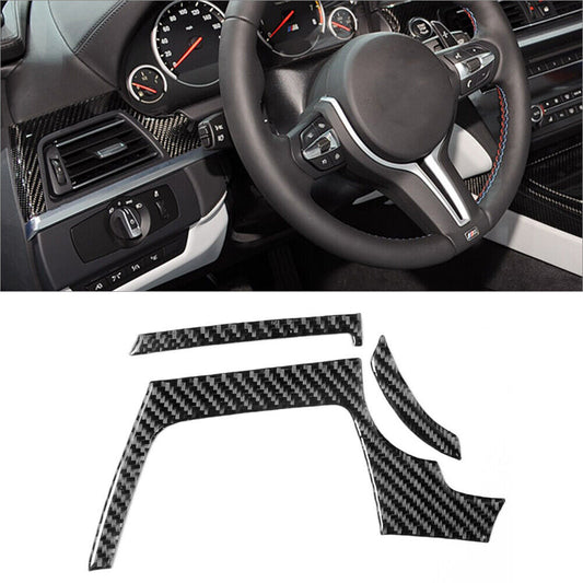 3Pcs Carbon Fiber Driver Air Vent Outlet Trim for BMW 6 Series F12 F13 2011-2018