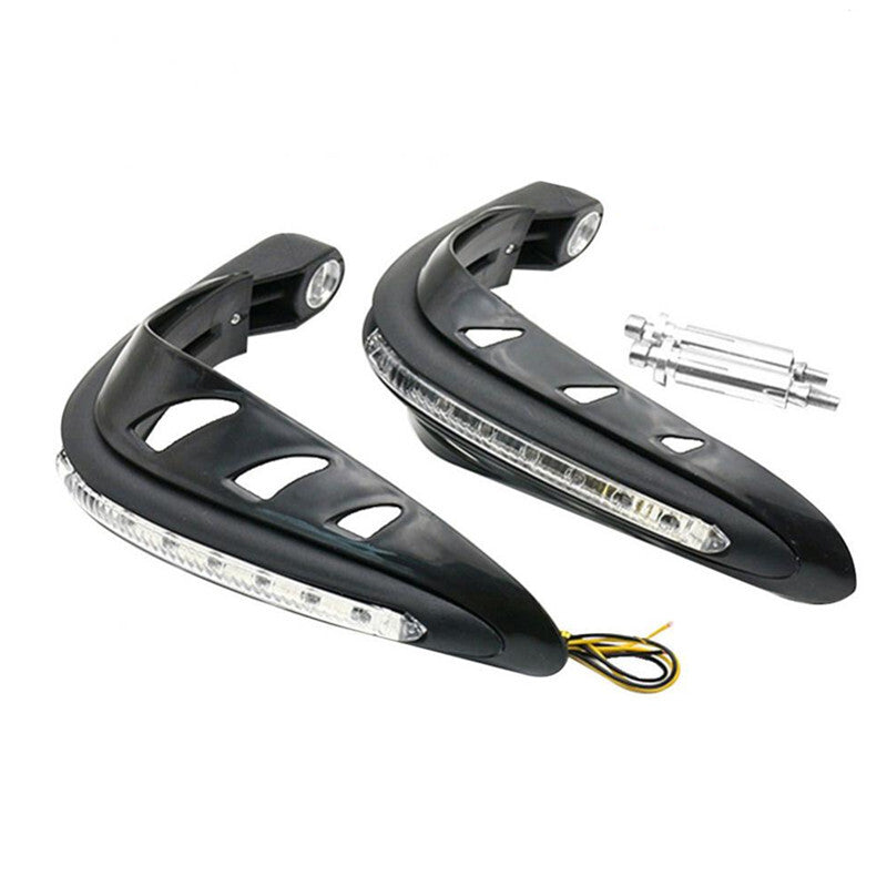 Motorcycle Handlebar Hand Protector White LED Light Handguards Hand Guard Cover