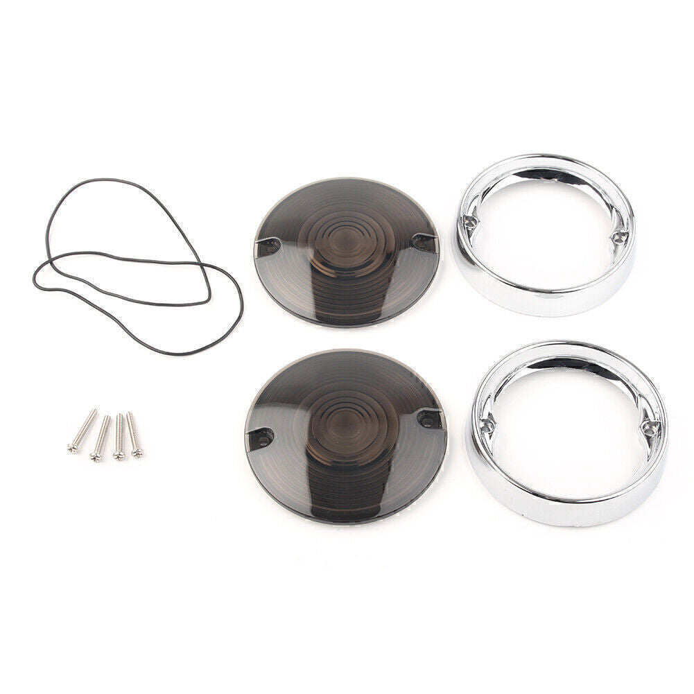 Blinkerblenden Rote Linsenabdeckung und Zierringe f¨¹r for Harley Toureb Rauchgrau