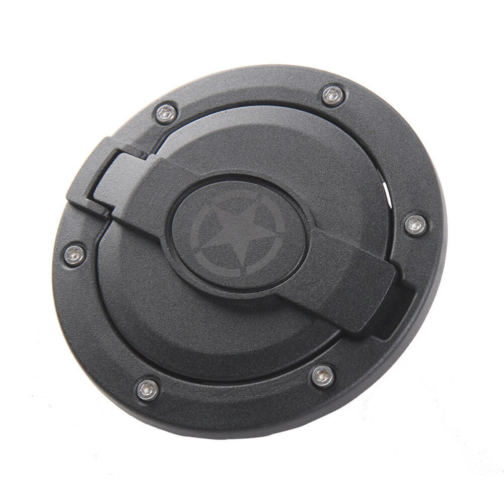 Black Gas Tank Cap Fuel Filler Cover Five Star Fits 2007-2018 for Jeep for Wrangler JK