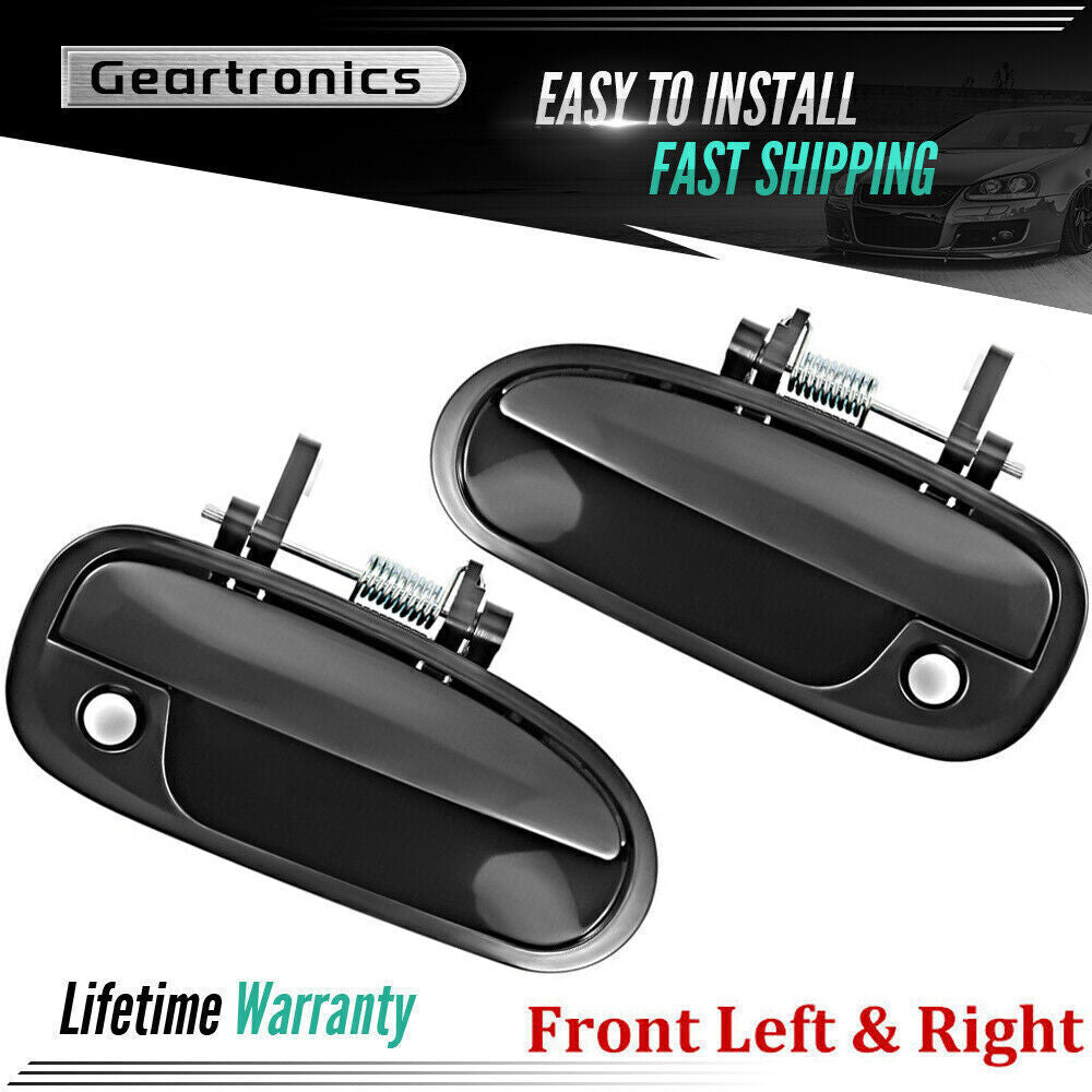 Exterior Door Handle Black Fit 96 -00 for Honda for Civic Set of 2 Front Primed Plastic