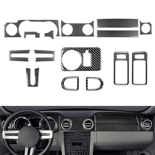 16-Piece Carbon Fiber Complete Interior Trim Cover for Ford for Mustang (2005-09-)