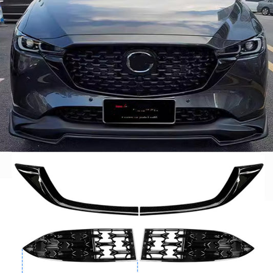 For 2022-24 for Mazda CX-5 Piano Black Front Bumper Grill Grille Strip Cover Trim 4X