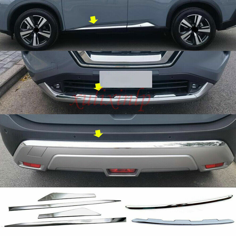 2021-2024 for Nissan Rogue Chrome Front+Rear Bumper Body Molding Cover Trim New