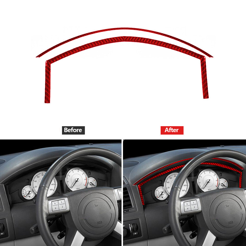 Red Carbon Fiber Speedmeter Surround Cover Trim Sticker for Chrysler 300 2005-07